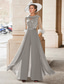 ieftine Salopetele mamei-Salopetă  Costum mamă a miresei Nuntă pe plajă Elegant Vintage Guler pentru bijuterii Lungime până la podea Chiffon Mâneci medii cu aplicații din pene și paiete 2025