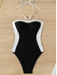 cheap One-piece swimsuits-Women&#039;s Swimwear One Piece Monokini Swimsuit Backless Tummy Control High Waist Slim Vacation Beach Wear Solid Color Halter Neck Sleeveless Bathing Suits