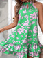 cheap Floral Dress-Women&#039;s Mini Dress Sundress Halter Dress Vacation Beach Vacation Casual Daily Regular Fit Graphic Sleeveless Halter Neck Red Green Summer