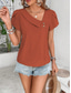 cheap Plain tee-Women&#039;s T Shirt Plain Fashion Modern Casual Short Sleeve V Neck Regular Tops Daily Weekend Buttons Black Navy Blue Orange Green Beige Summer