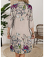 cheap Floral Dress-Women&#039;s Mini Dress Casual Dress Stylish Basic Casual Vacation Daily Regular Fit Floral 3/4 Length Sleeve V Neck Khaki Summer Spring