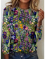 ieftine tricou floral-Pentru femei Tricou Floral Elegant Epocă Modă Manșon Lung Stil Nautic Topuri obișnuite Zilnic Ieșire Sfârșit de săptămână Imprimeu Verde salvie Vară Primăvară