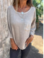 voordelige Overhemden-Dames T-shirt Katoenen linnen overhemden Effen Modieus Modern Casual 3/4 mouw Strakke ronde hals Normale tops Dagelijks Weekend Zak Groen Khaki Beige Lente Herfst