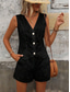 cheap Women’s Short Sets-Women&#039;s Fashion Streetwear Daily Blouse Baggy Shorts Sleeveless Crew Neck Plain Hole Casual Daily Black White Army Green Summer Regular Fit