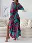 cheap Elegant Floral Dresses-Women's Long Dress Maxi Dress Casual Dress Summer Dress Print Dress Fashion Outdoor Holiday Date Regular Fit Floral Long Sleeve Deep V Blue Purple Green Summer Spring