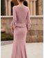 baratos Comprimento do chão-Vestido Mãe da Noiva Sereia  Trompete Vestido Elegante Gola Redonda Comprimento de Chão Chiffon Crepe Manga de 3/4 com Broche de Cristal
