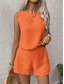 cheap Essential Faux Co-ord Sets-Women's Blouse Faux Cotton Linen Baggy Shorts Sleeveless Crew Neck Solid Color Elegant Fashion Streetwear Casual Daily Outdoor Blue Black Orange Summer Regular Fit