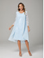 cheap With Jacket-A-Line Mother of the Bride Dress Elegant Plus Size Crew Neck Knee Length Chiffon Lace Long Sleeve with Lace
