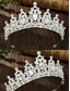 voordelige Maskerade Accessoires-Zilveren tiara met strass steentjes en sieradenset voor dames – elegante ketting, oorbellen en kroon voor bruiloften, optochten en speciale gelegenheden