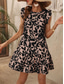 cheap Casual Floral Dresses-Women's Mini Dress Casual Dress Tank Dress Stylish Casual Vacation Daily Regular Fit Leaf Sleeveless Crew Neck Black Yellow Red Navy Blue Summer
