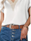 baratos Camisolas &amp; Baby Dolls de mulher-Camisa Regata Feminina de Cor Sólida Estilosa Casual Manga Curta Decote em V Tops Regulares Estampas Diárias Renda Com Patches Preto Branco Rosa Vinho Verde Verão