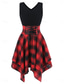 cheap Casual Dress-Women&#039;s Mini Dress Fit And Flare Dress Stylish Sexy Regular Fit Plaid Sleeveless V Neck White Red Blue Green Summer Spring