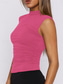 cheap Tank Tops &amp; Camis-Women&#039;s Camisole Tank Top Solid Color Stylish Casual Short Sleeve Turtleneck Regular Tops Daily Ruched Black White Red Fuchsia Khaki Summer Spring