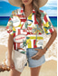 economico Top da Vacanza per Donne-Camicia da donna Geometrica Elegante Spiaggia Maniche Corte Collo Camicia Top Regolari Stampa Bottoni Rossa Primavera Autunno