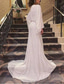 baratos BRANCO-Vestido de Gala Sereia  Trompete Vestido Vintage Formal Prom Comprimento do Chão Manga Longa Decote em V Lantejoulas com Glitter Lantejoula
