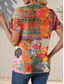 cheap Boho tee-Women&#039;s T Shirt Floral Geometric Geometry Vintage Stylish Casual Short Sleeve V Neck Regular Tops Daily Going out Weekend Print Orange Summer Spring