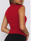 cheap Tank Tops &amp; Camis-Women&#039;s Camisole Tank Top Solid Color Stylish Casual Short Sleeve Turtleneck Regular Tops Daily Ruched Black White Red Fuchsia Khaki Summer Spring