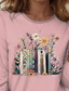 cheap Floral tee-Women&#039;s T Shirt Rose Floral Graphic Casual Long Sleeve Crew Neck Regular Tops Daily Print Pink Spring Fall