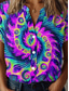 cheap Women&#039;s Art&amp;Design Tops-Women&#039;s Shirt Tie Dye Stylish Beach Short Sleeve Shirt Collar Regular Tops Daily Buttons Print Purple Spring Fall