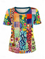 cheap Art&amp;Design tee-Women&#039;s T Shirt Geometric Color Block Geometry Fashion Casual Short Sleeve Round Neck Regular Tops Daily Going out Weekend Print Rainbow Summer Spring
