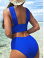 preiswerte Bikini-Sets-Damen Badeanzug Bikinis 2 Stück Unterhosen Bademode Rückenfrei Schlank Hoch tailliert Urlaub Strandbekleidung Feste Farbe Halfterhals Ärmellos Badeanzüge