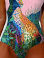 billige Onepiece badedrakter-Kvinners Badetøy Én Del Monokini Badedrakt Uten Rygg Magekontroll Høy Liv Slim Ferie Strandklær Dyremotiv Rund Uten Ermer Badedrakter