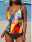 cheap Tankinis-Women&#039;s Swimsuits Tankini 2 Piece Cheeky Swimsuit Backless Vacation Beach Wear Geometric U Neck Sleeveless Bathing Suits