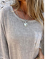 voordelige Overhemden-Dames T-shirt Katoenen linnen overhemden Effen Modieus Modern Casual 3/4 mouw Strakke ronde hals Normale tops Dagelijks Weekend Zak Groen Khaki Beige Lente Herfst