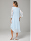cheap With Jacket-A-Line Mother of the Bride Dress Elegant Plus Size Crew Neck Knee Length Chiffon Lace Long Sleeve with Lace