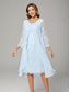 cheap With Jacket-A-Line Mother of the Bride Dress Elegant Plus Size Crew Neck Knee Length Chiffon Lace Long Sleeve with Lace