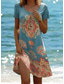 cheap Boho Dress-Women&#039;s Mini Dress Vintage Dress Casual Dress Boho Chic Dresses Bohemia Vacation Vintage Vacation Daily Regular Fit Geometric Paisley Boho Paisley Damask Short Sleeve Crew Neck Pink Red Blue Green