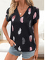 cheap Women&#039;s Graphic Tops-Women&#039;s Dressy Tops Graphic Modern Casual Short Sleeve V Neck Regular Tops Daily Buttons Black Summer Spring