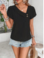 cheap Plain tee-Women&#039;s T Shirt Plain Fashion Modern Casual Short Sleeve V Neck Regular Tops Daily Weekend Buttons Black Navy Blue Orange Green Beige Summer