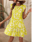 cheap Casual Floral Dresses-Women's Mini Dress Casual Dress Tank Dress Stylish Casual Vacation Daily Regular Fit Leaf Sleeveless Crew Neck Black Yellow Red Navy Blue Summer