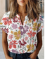 cheap Women&#039;s Floral Tops-Women&#039;s Shirt Floral Stylish Beach Short Sleeve Shirt Collar Regular Tops Daily Buttons Print White Spring Fall