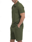 olcso Férfi Basic Tees szettek-Férfi Ostya Melegítő Pólóing és rövidnadrág Készlet Outfit készlet Polo gallér Negyed irányítószám Szabadtéri Napi Sport Zseb Zsinór 2 db Sima Fekete Fehér Khakizöld Poliészter Sportruházat