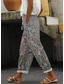 cheap Straight-Leg Pants-Women&#039;s Cotton Linen Pants Baggy Pants Linen Like Fashion Streetwear Full Length High Waist Graphic Lattice Printing Thermal Warm Breathable Soft Micro-elastic Outdoor Daily