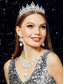 voordelige Maskerade Accessoires-Zilveren tiara met strass steentjes en sieradenset voor dames – elegante ketting, oorbellen en kroon voor bruiloften, optochten en speciale gelegenheden