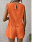 cheap Essential Faux Co-ord Sets-Women's Blouse Faux Cotton Linen Baggy Shorts Sleeveless Crew Neck Solid Color Elegant Fashion Streetwear Casual Daily Outdoor Blue Black Orange Summer Regular Fit