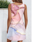 baratos Arte &amp; Design Vestidos-Vestido Mini Feminino Vestido Petite Vestido de Verão Vestido em A Vestido de Alça Vintage Estiloso Casual Férias Diário Lazer Solto Gráfico Mármore Sem Mangas Decote Redondo Rosa Verão Primavera