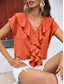 cheap Plain Tops-Women&#039;s Shirt Blouse Solid Color Elegant Daily Stylish Short Sleeve Batwing Sleeve V Neck Regular Tops Work Daily Evening Party Buttons Orange Green Beige Summer Spring