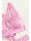 billige Bikinisett-Dame Badetøy Bikini 2 stk Frekk Badedrakt Åpen rygg Tynn Ferie Strand Klær Helfarge V-hals Ermeløs Badedrakter