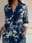 cheap Women&#039;s Floral Tops-Women&#039;s Shirt Animal Geometric Casual Long Sleeve Shirt Collar Regular Tops Work Daily Buttons Print Blue Spring Fall Winter