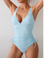 baratos Fatos de Banho Peça Única-Mulheres Roupa de Banho Uma pedaço roupa de banho Frente Única Compressão abdominal Cintura Alta Delgado Férias Roupa de Praia Tecido Decote V Sem Manga Fatos de banho