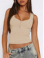 cheap Tank Tops &amp; Camis-Women&#039;s Camisole Tank Top Solid Color Stylish Sexy Casual Sleeveless U Neck Regular Tops Daily Buttons Black White Red Navy Blue Beige Summer