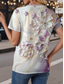 cheap Floral tee-Women&#039;s T Shirt Floral Color Block 3D Stylish Casual Short Sleeve Round Neck Regular Tops Daily Weekend Print Purple Summer Spring
