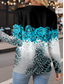 cheap Floral tee-Women&#039;s T Shirt Floral Stylish Casual Long Sleeve V Neck Regular Tops Daily Buttons Print Blue Fall Winter