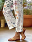 cheap Straight-Leg Pants-Women&#039;s Cotton Linen Pants Baggy Pants Linen Like Fashion Streetwear Full Length High Waist Floral Graphic Printing Thermal Warm Breathable Soft Micro-elastic Outdoor Daily White Fall Winter