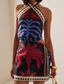 cheap Boho Dress-Women&#039;s Mini Dress Petite Dress Casual Dress Sexy Dress Summer Dress Boho Dress Fashion Outdoor Holiday Date Regular Fit Geometric Sleeveless Halter Neck Blue Summer Spring