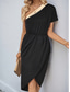 preiswerte Einfaches Kleid-Mini-Kleid für Frauen Wickelkleid T-Shirt-Kleid Tee-Kleid Einfarbig Off-Shoulder Kleid Stylisch Casual Urlaub Alltag Reguläre Passform Farbblock Kurzarm Asymmetrisch Schwarz Sommer
